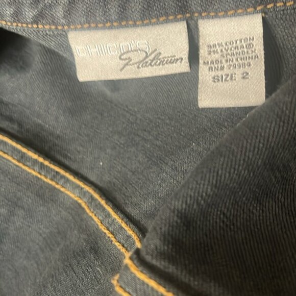 Chico’s Platinum denim jean jacket - Picture 6 of 7